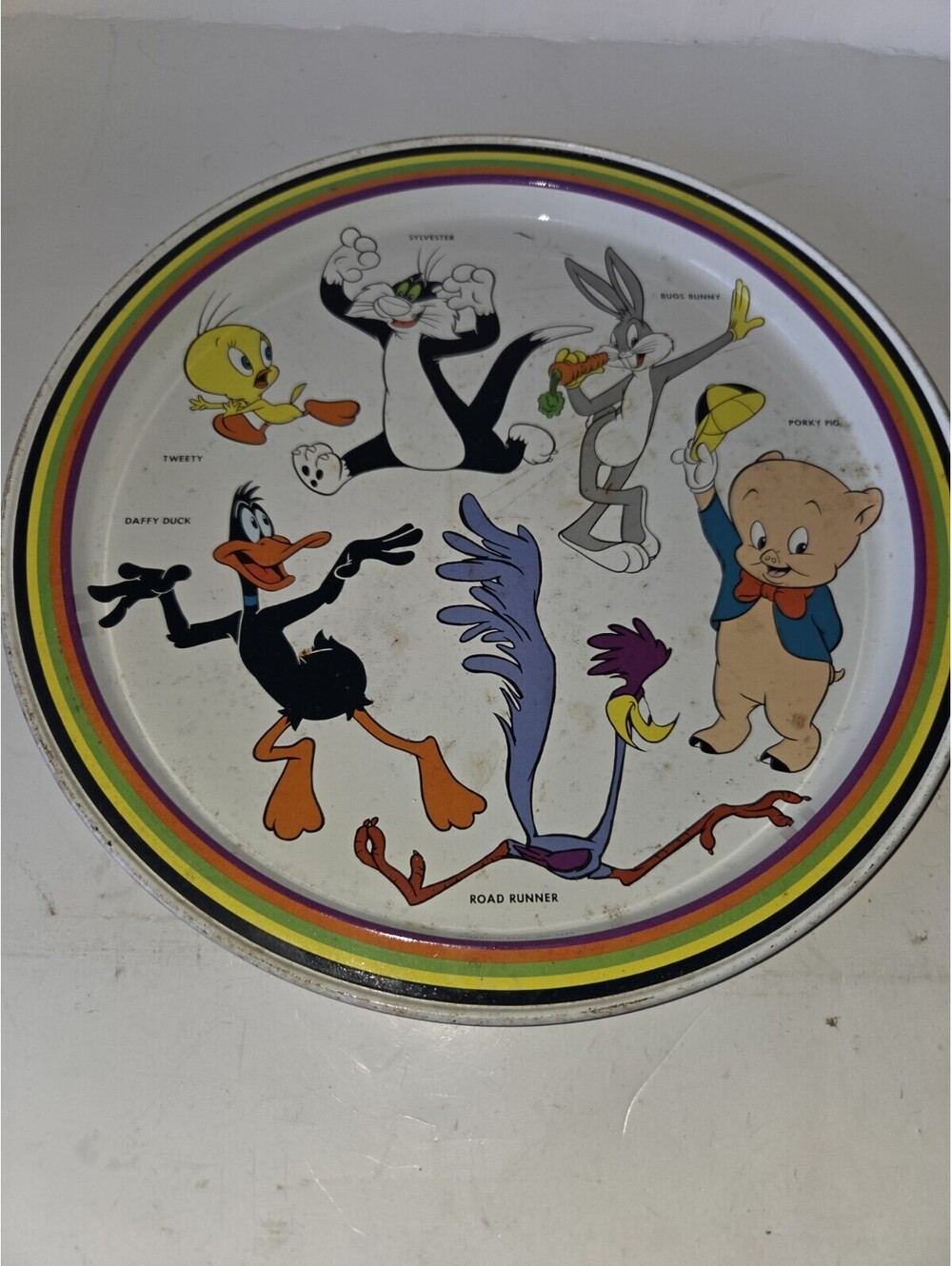 Vintage Looney Tunes Platter Plate Tray Warner Bros Bugs Bunny, Roadrunner SG3